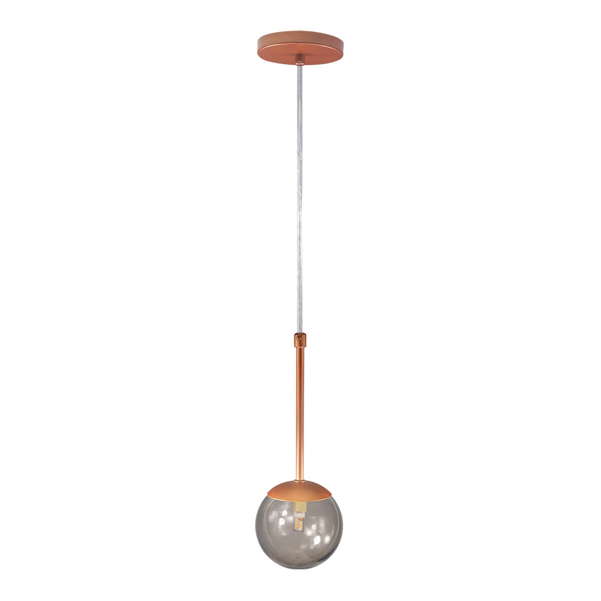 Pendente Globo Esfera De Vidro 12cm - Bronze - Vidro Fumê