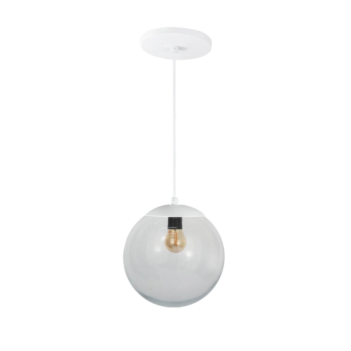 Pendente Globo Esfera De Vidro Cristal 20cm - Branco