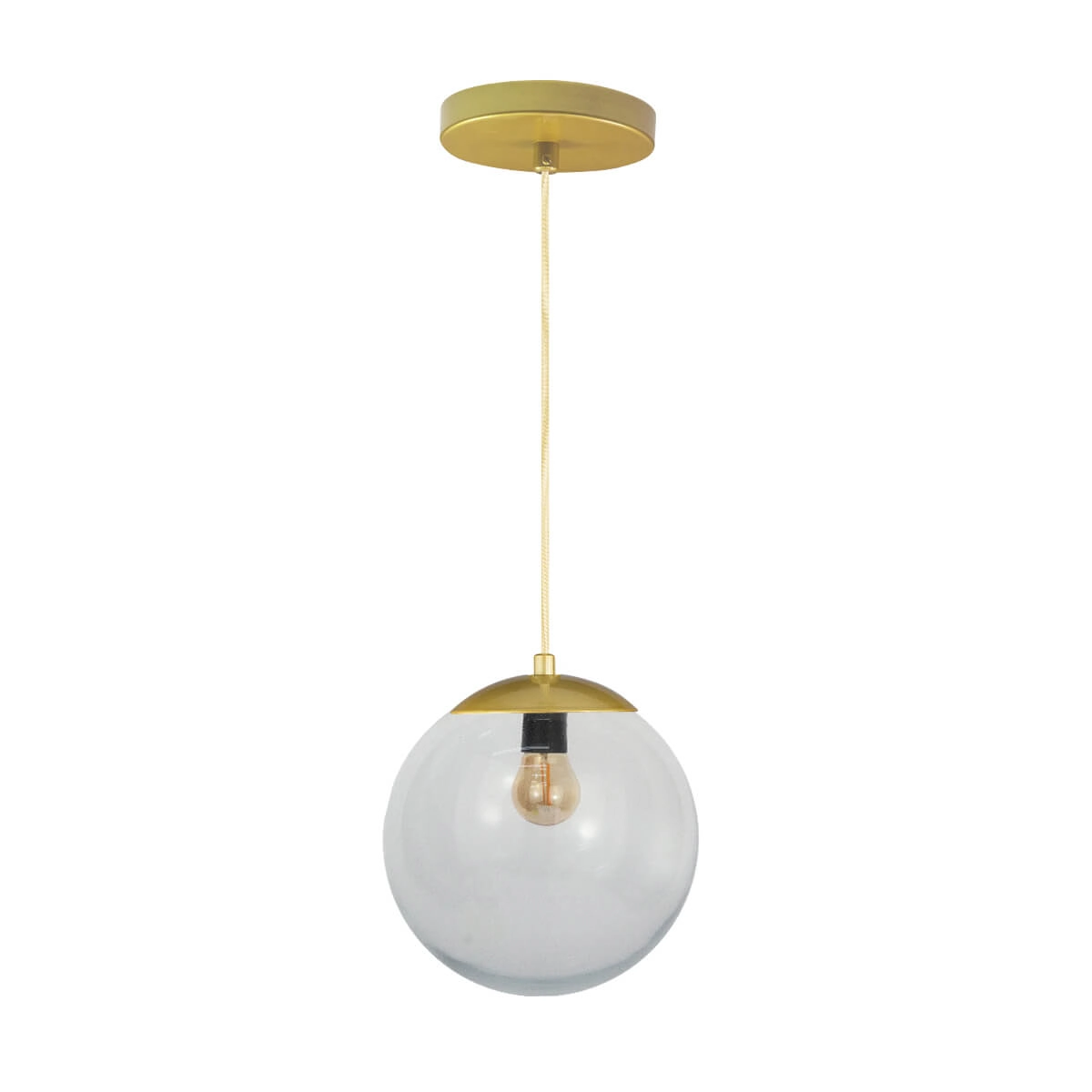 Pendente Globo Esfera De Vidro Cristal 20cm - Ouro