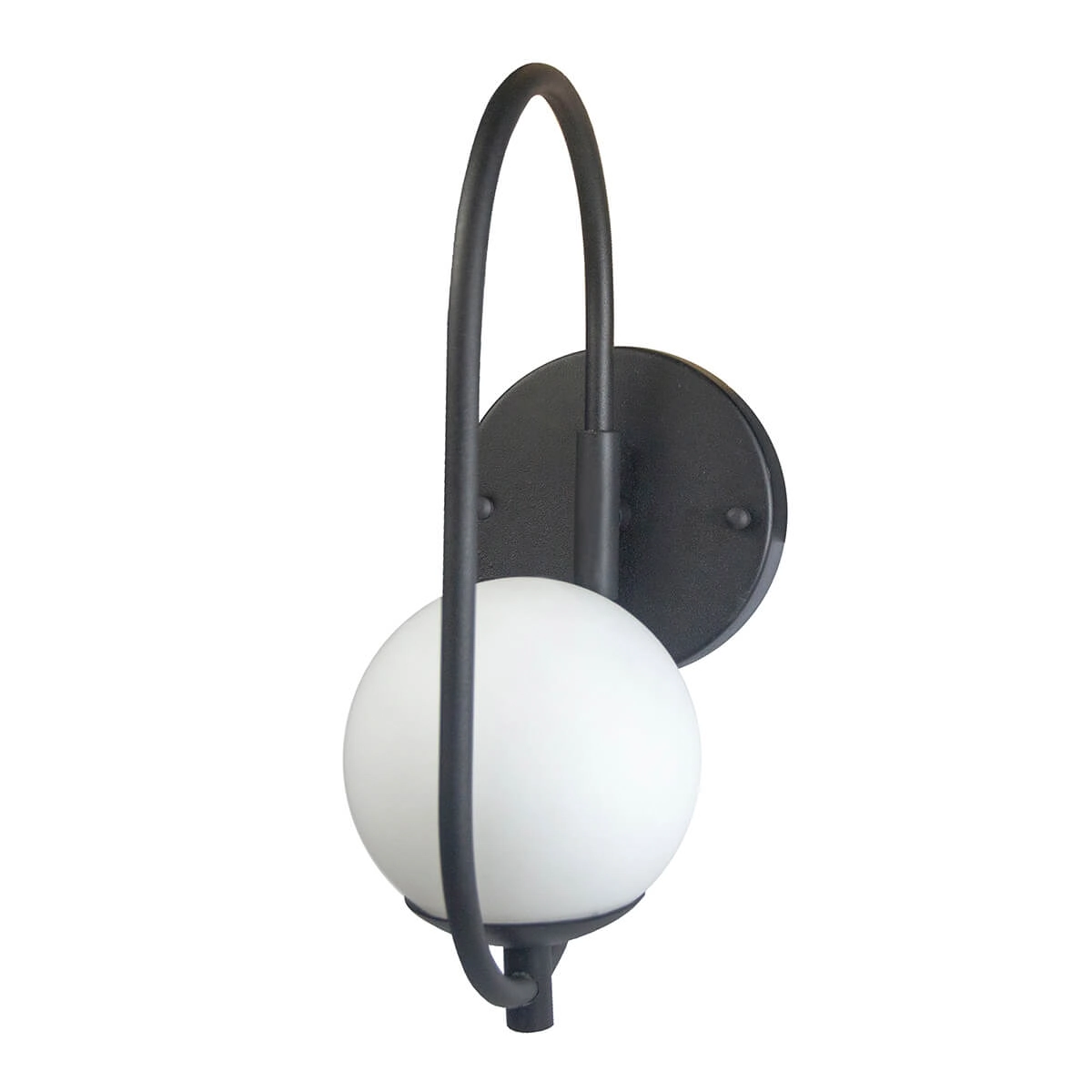 Arandela Online  Preta Globo De Vidro Branco + Led 5w