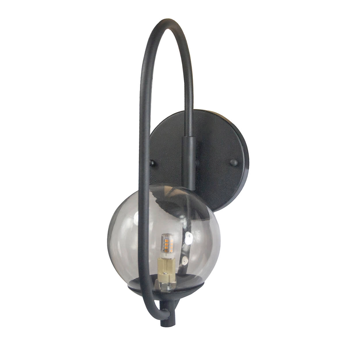 Arandela Online  Preta Globo De Vidro Fume + Led 5w