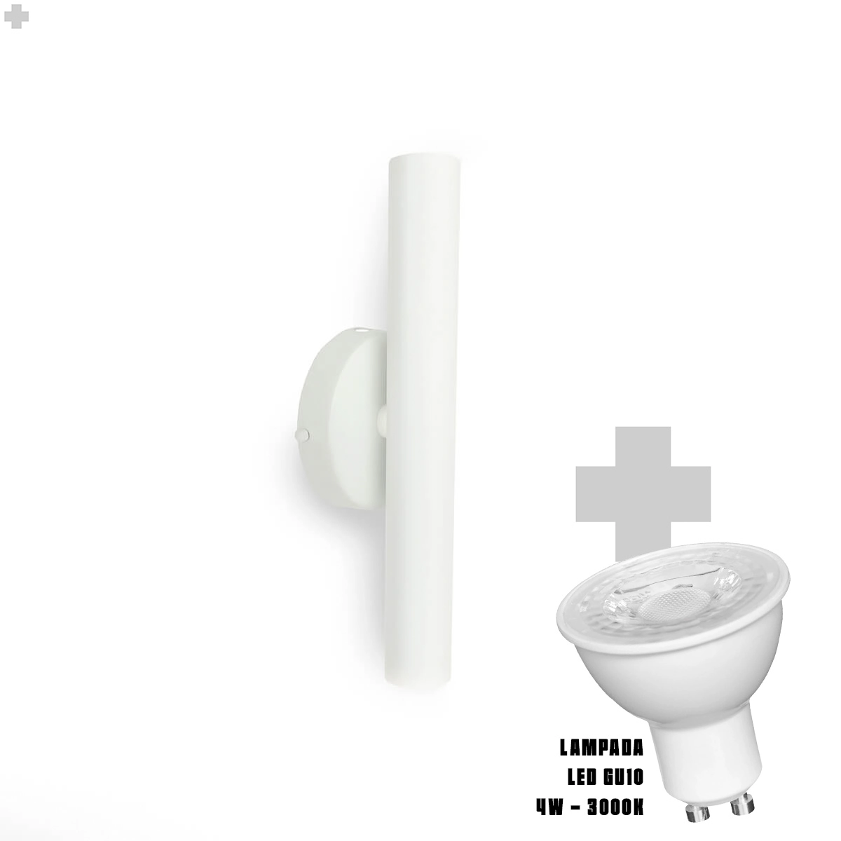Arandela De Parede Slim Palito - Branco + Led Gu10