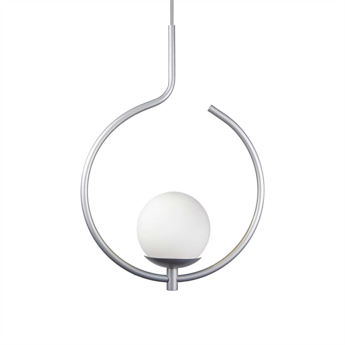 Kit 2 Pendentes On Loop Prata Com Globo De Vidro Branco