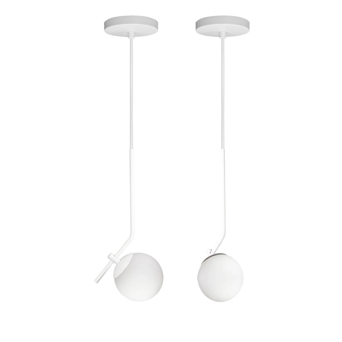Kit 2 Pendentes On Ly - Branco Com Globo De Vidro Branco