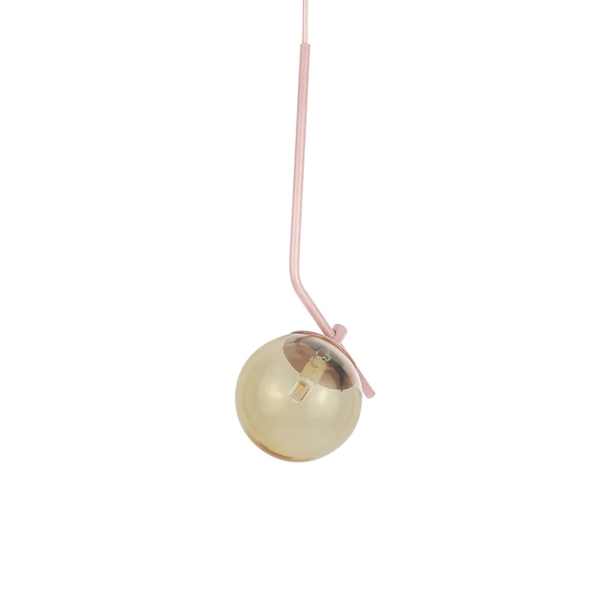 Kit 2 Pendentes On Ly Rosé Com Globo Esfera De Vidro Âmbar