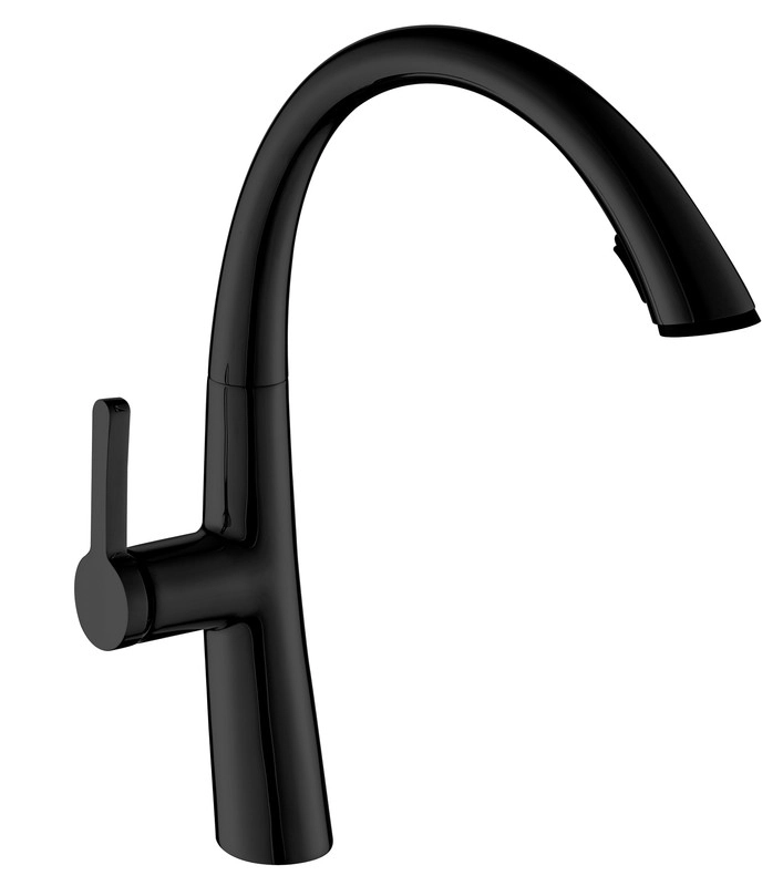 Torneira Cozinha Monocomando, 42x26x5cm - Com Misturador Mx604 Preto