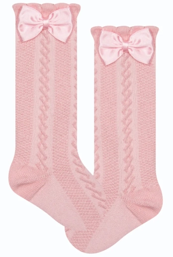 Meia 3 4 Inf Menina Relevo Laco Rosa 23 26 1781cia1 Cia Da Meia