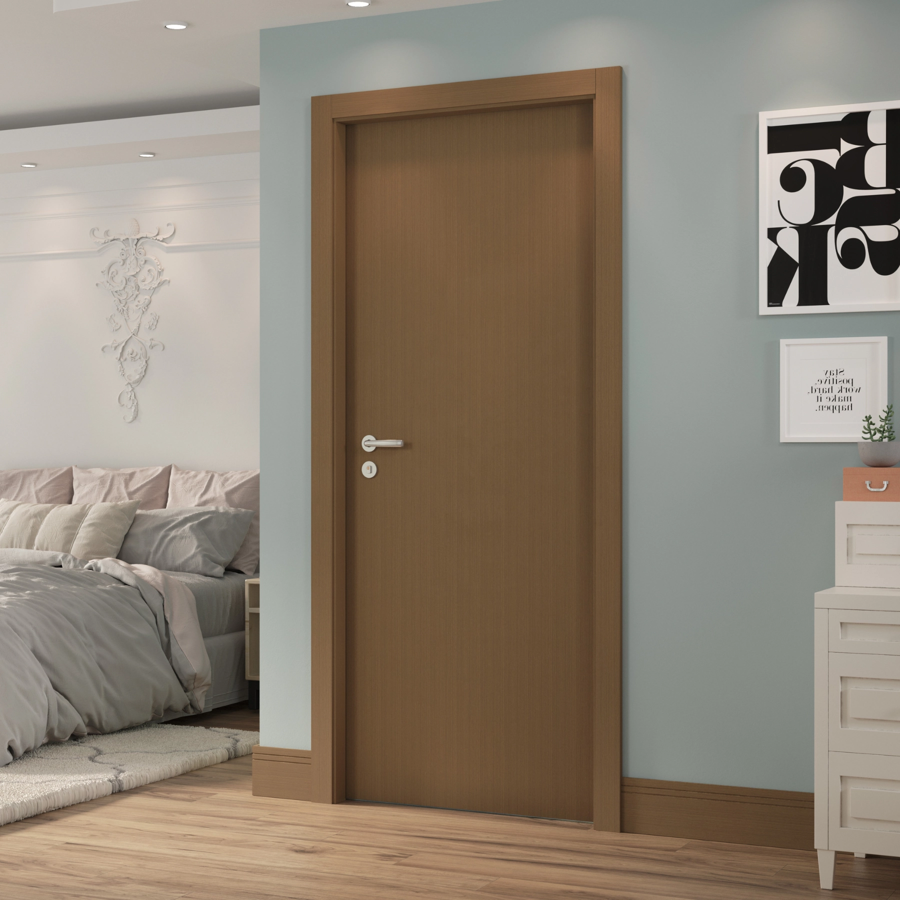 Kit Porta Madeira de Giro Direito|Esquerdo Mocaccino 210x80cm Sarrafeada Batente 7,5 a 16cm Essenziale Concrem