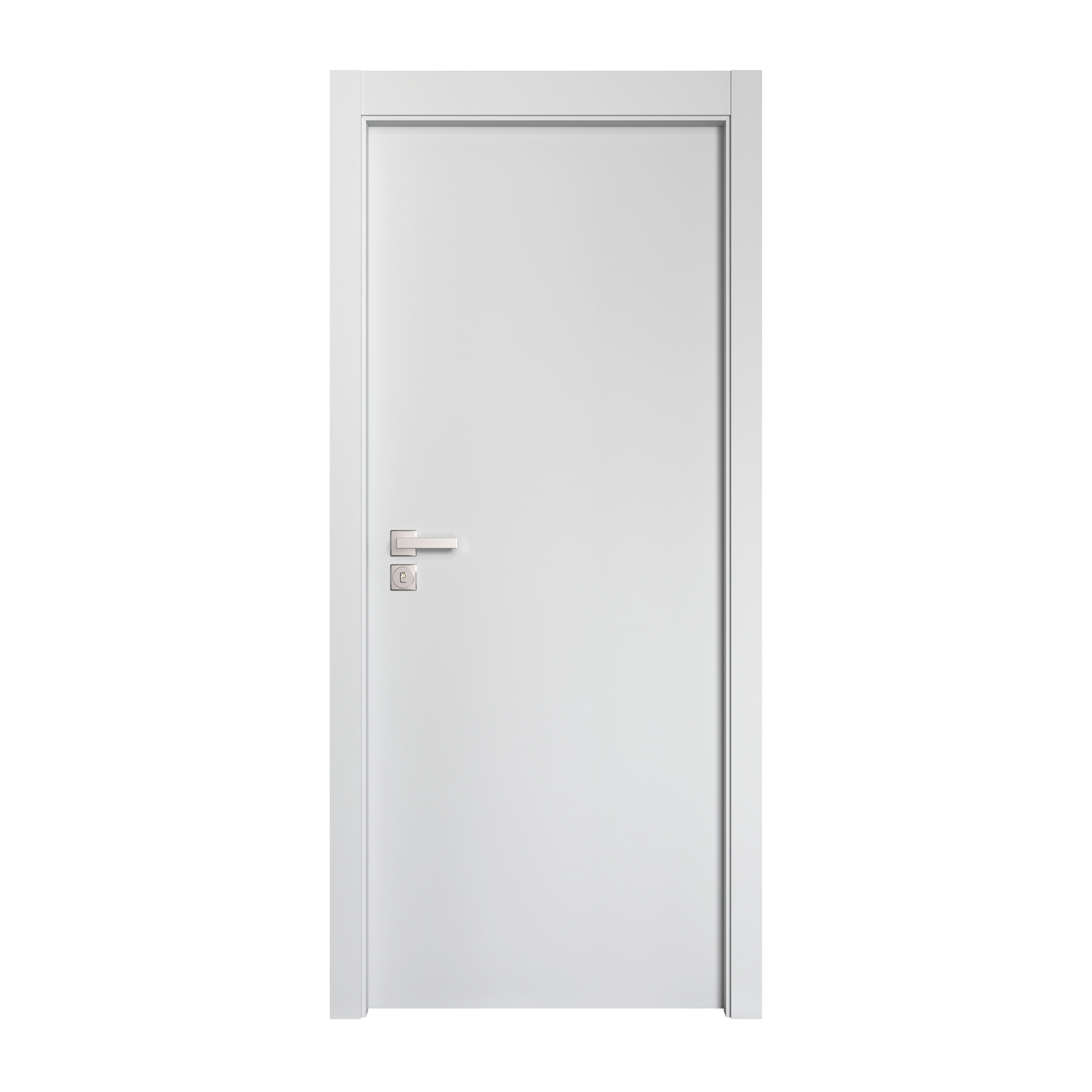 Kit Porta de Giro Madeira Cinza Claro 210x80cm Sarrafeada Com Batente Regulável Lisa Concrem Portas Premium