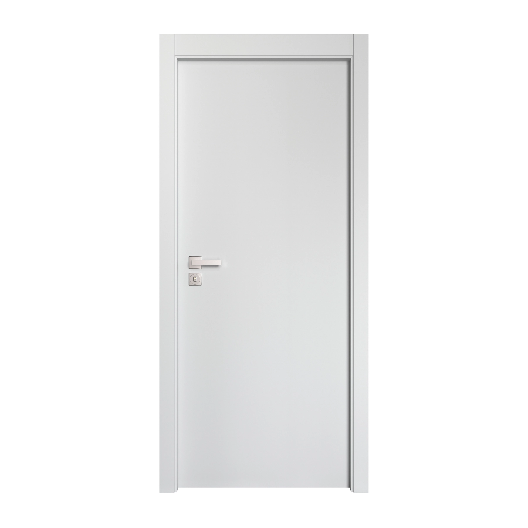 Kit Porta de Giro Madeira Cinza Claro 210x70cm Sarrafeada Com Batente Regulável Lisa Concrem Portas Premium