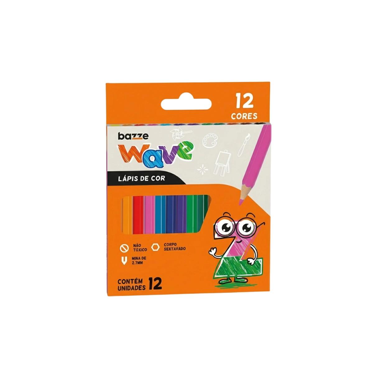 Lápis De Cor Wave Mini 12 Cores Un Bazze