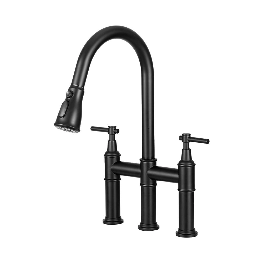 Torneira Para Cozinha Gourmet Misturador Extensível Duplo Comando Aço Inox 304 Içá Pingoo.casa - Preto