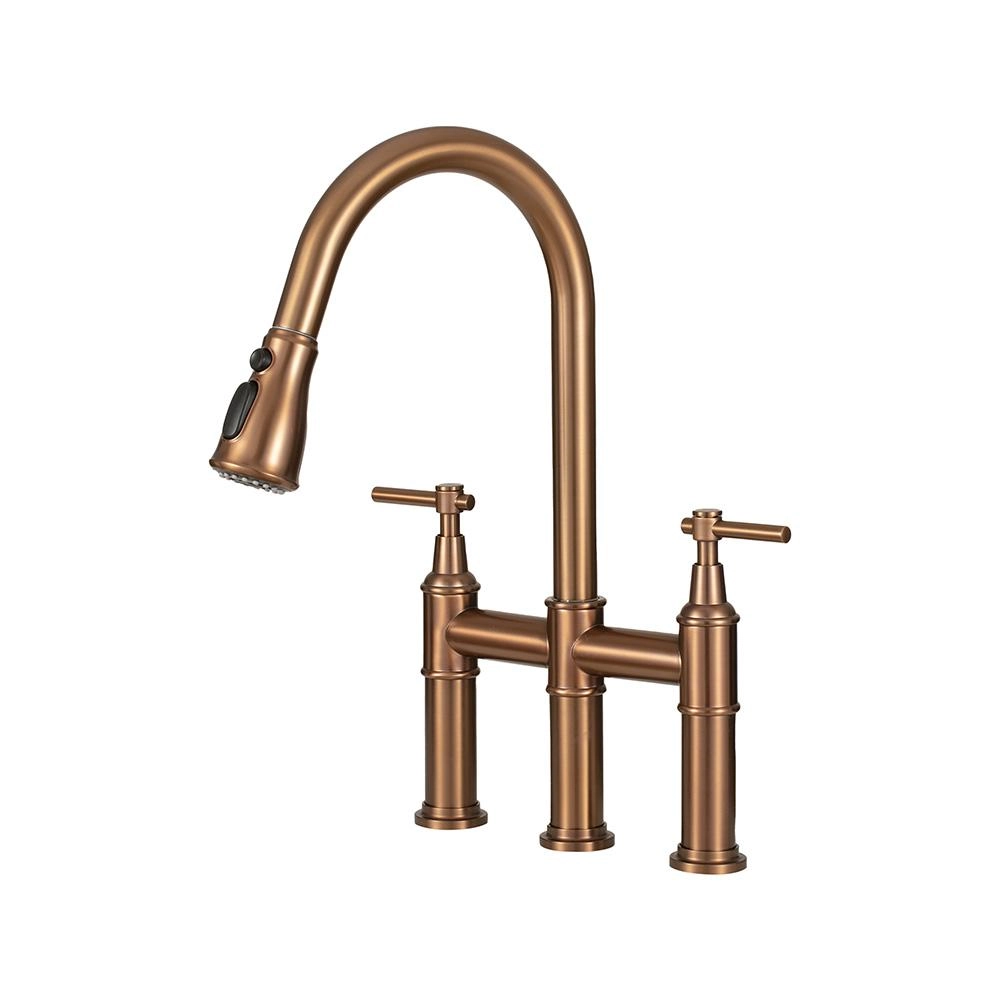 Torneira Para Cozinha Gourmet Misturador Extensível Duplo Comando Aço Inox 304 Içá Pingoo.casa - Dourado Rose