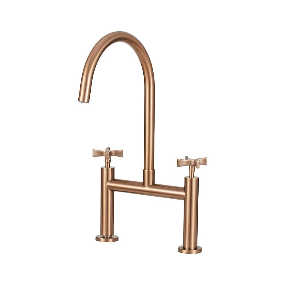 Torneira Para Cozinha Gourmet Misturador Duplo Comando Aço Inox 304 Içana Pingoo.casa - Dourado Rose