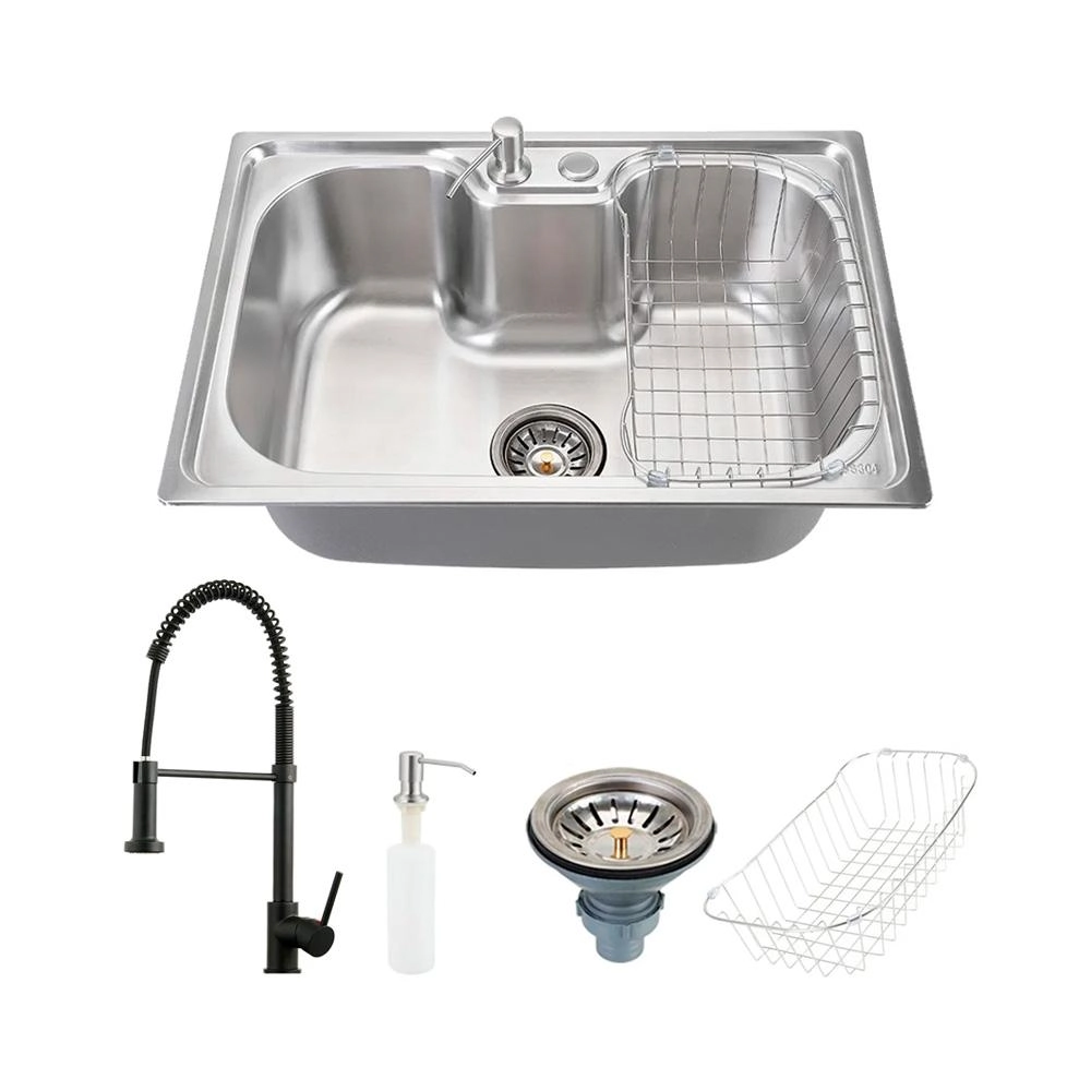 Cuba Para Cozinha Aço Inox Com Acessórios Carajás E Torneira Monocomando Envira Pingoo.casa - Preto