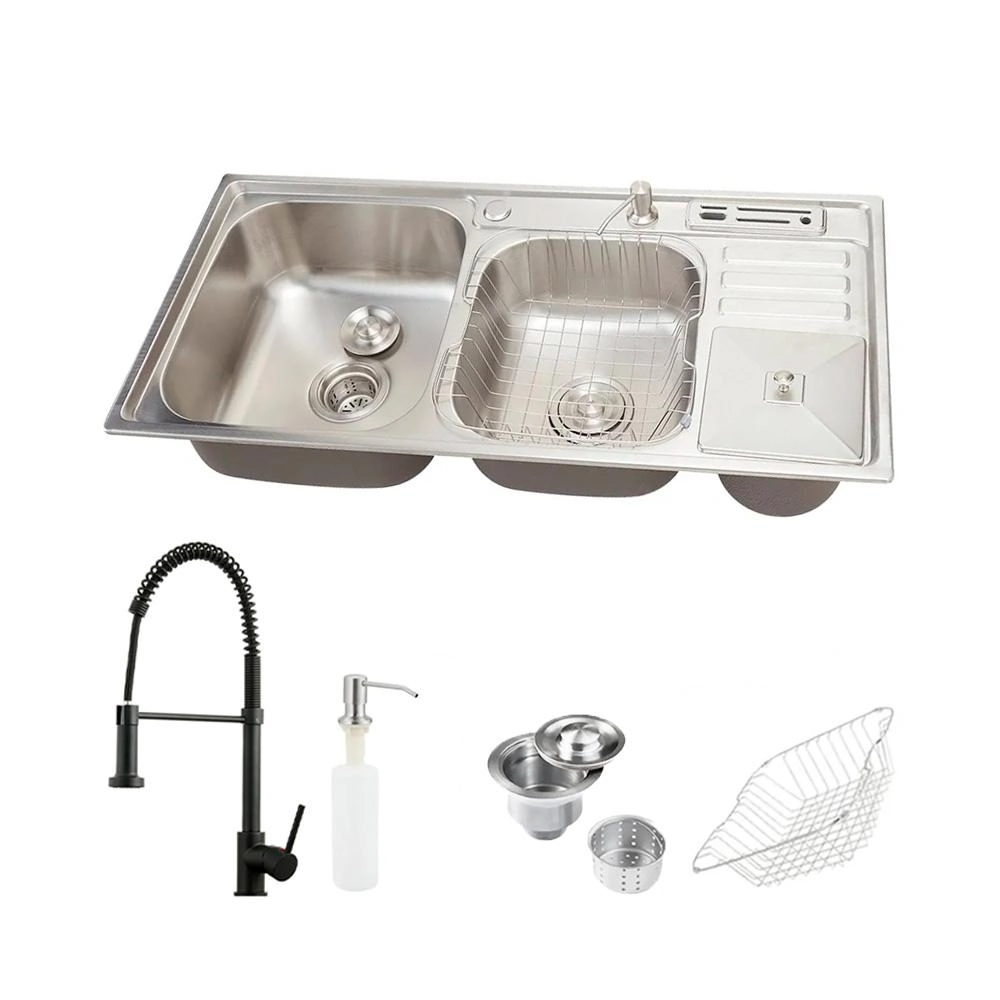 Cuba Para Cozinha Aço Inox Com Acessórios Nukini E Torneira Monocomando Envira Pingoo.casa - Preto