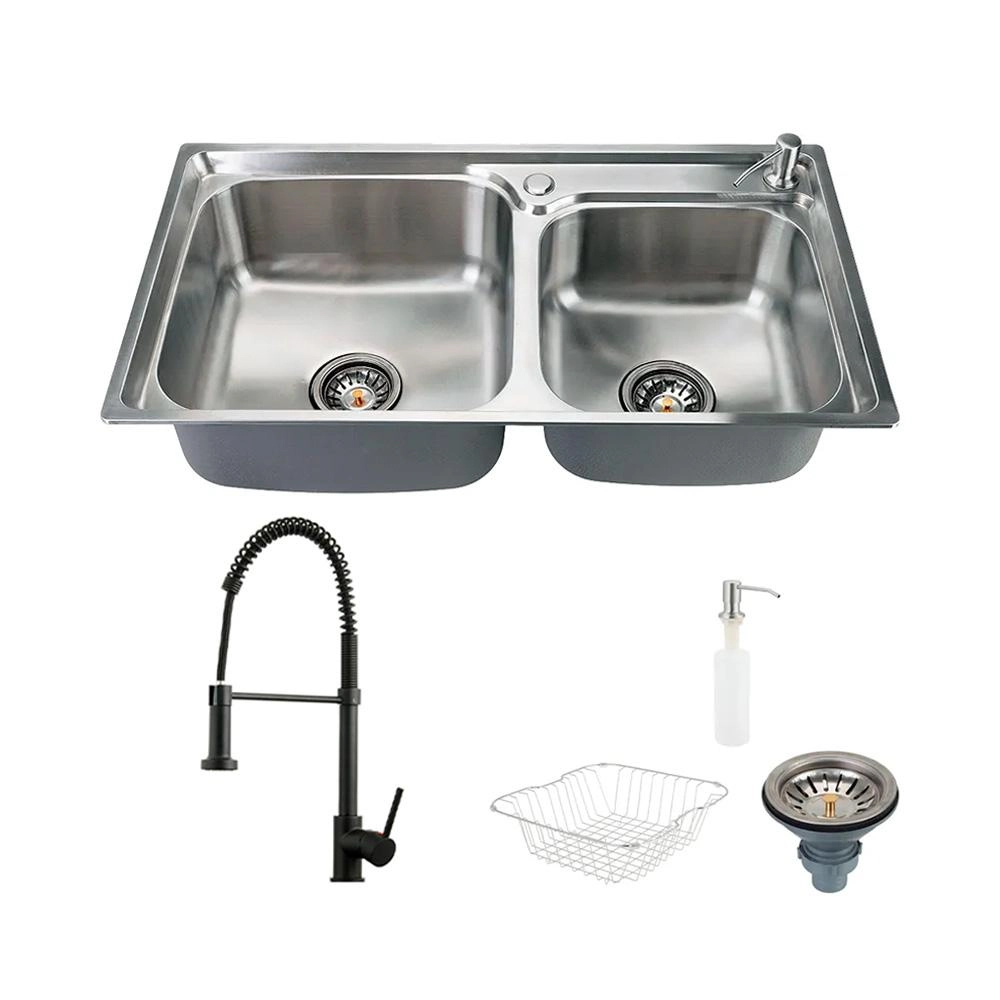 Cuba Para Cozinha Aço Inox Com Acessórios Potiguara E Torneira Monocomando Envira Pingoo.casa - Preto