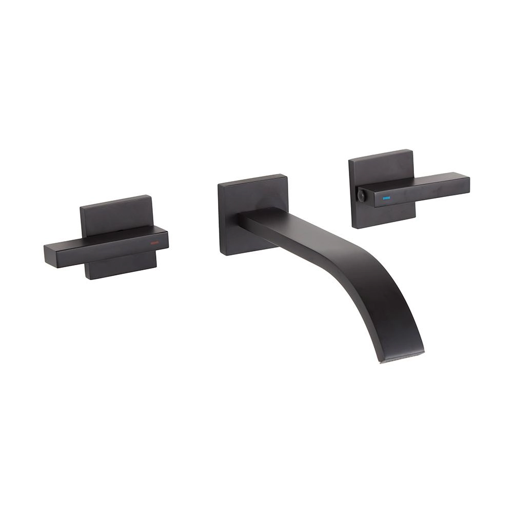Torneira Para Banheiro Misturador De Parede Duplo Comando Caxambu Pingoo.casa - Preto Fosco