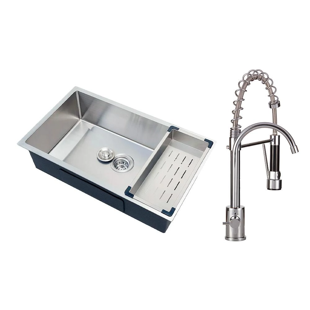 Kit Cuba Para Cozinha Terena 74 Cm E Torneira Misturador Monocomando Saída Para Filtro Carandaí - Prata