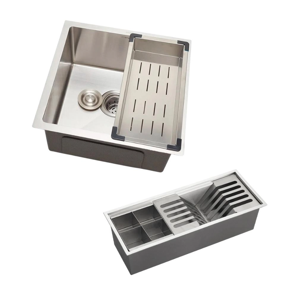 Cuba Gourmet Terena 44x44cm E Calha Waiana Embutida 45x18cm Aço Inox 304