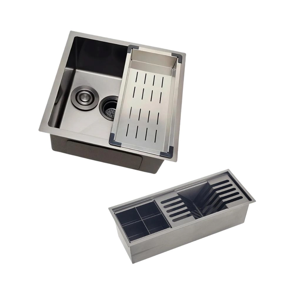 Cuba Gourmet Terena 44x44cm E Calha Waiana Embutida 45x18cm Aço Inox 304