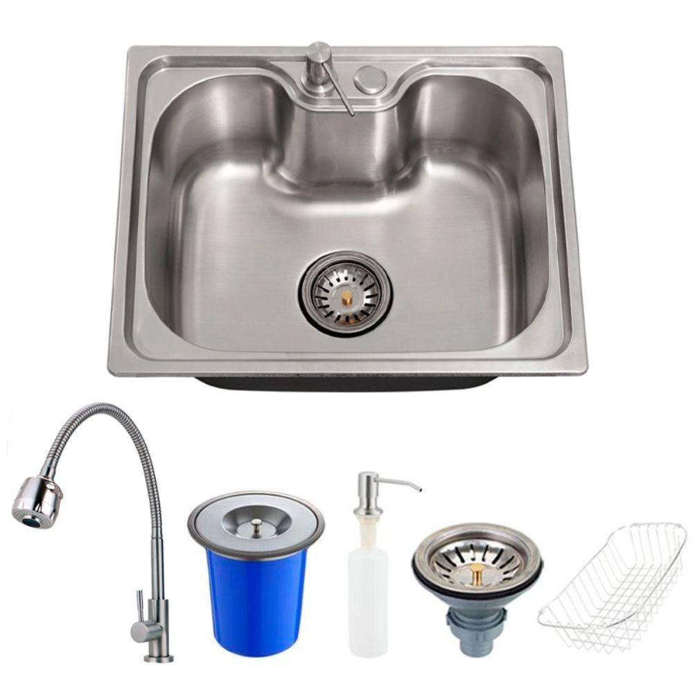 Kit Cuba Gourmet Para Cozinha Nawa Com Torneira Jaguaribe E Lixeira De Embutir E 5 Litros Pingoo