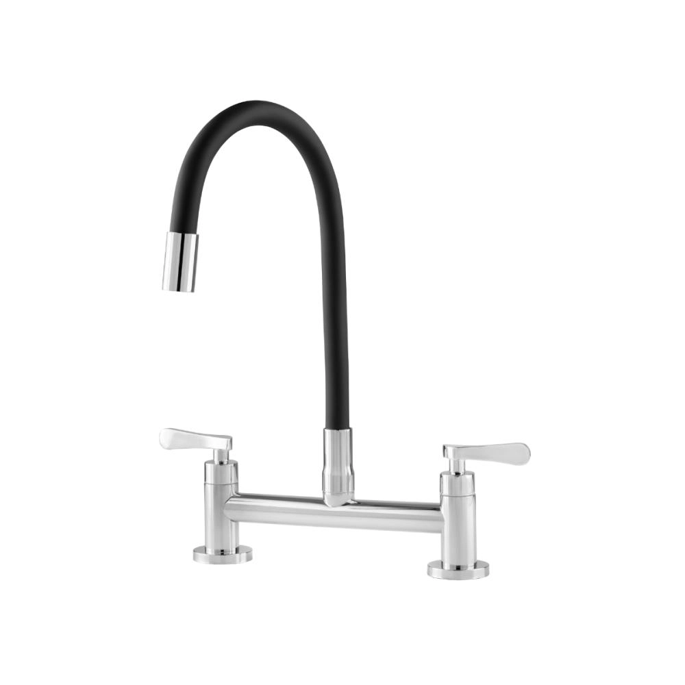 Torneira De Cozinha Flexivel Misturador Duplo Comando Itaguari Pingoo.casa - Prata