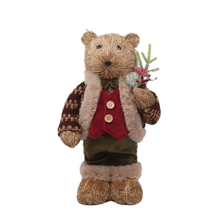 Urso Natural Rosa 20x14x37cm Bc1605 Tok Da Casa