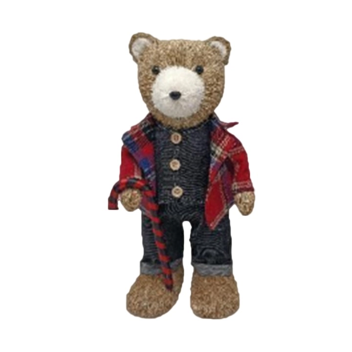 Urso Natural C Bengala 33x13x15cm Bc1730 Tok Da Casa