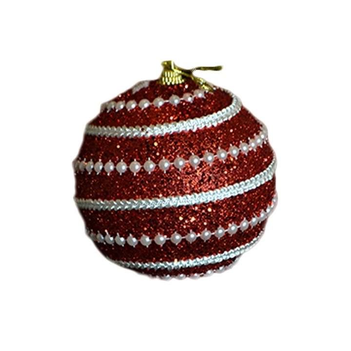 Bolas Natal Vermelha Branca 10cm 3un Bd2181 Tok Da Casa
