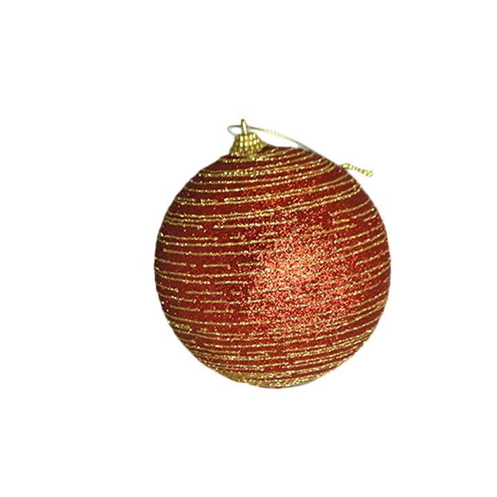 Bola Natal Vermelha Dourada 10cm 3un Bd2375 Tok Da Casa