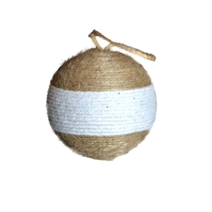 Bola Natal Natural Branca 10cm 3un Bd2383 Tok Da Casa