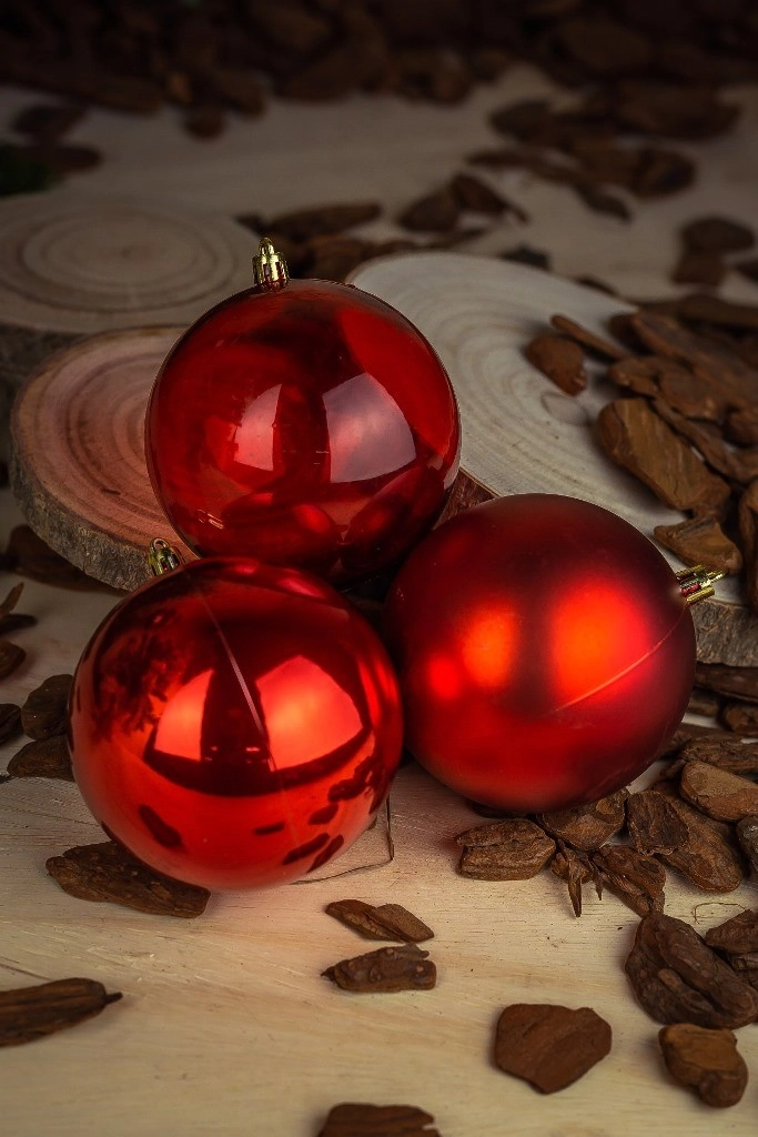 Bola Natal Mista Vermelha 8cm 6un Bm458 Vm Tok Da Casa