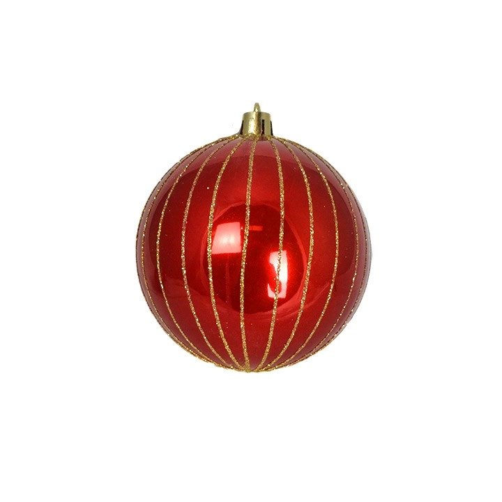 Bola Natal Vermelha Dourada 8cm 3un Bd2395 Tok Da Casa