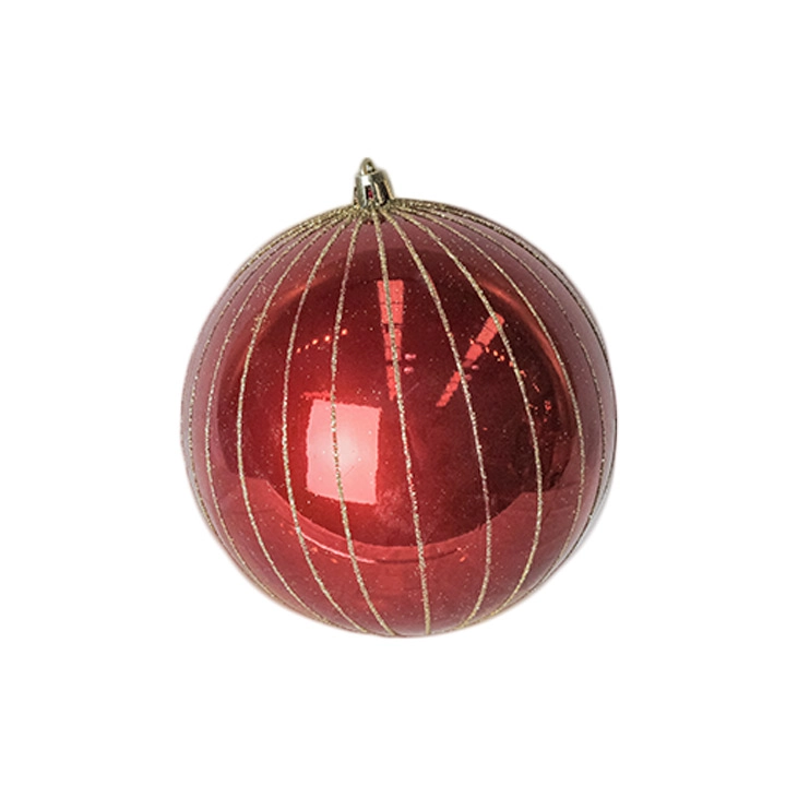 Bola Natal Vermelha Dourada 12cm 2un Bd2397 Tok Da Casa