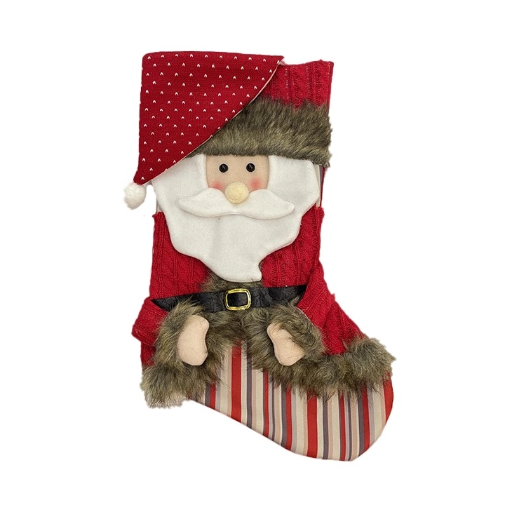 Meia Noel Br Vm 55cm Bt2780 Tok Da Casa