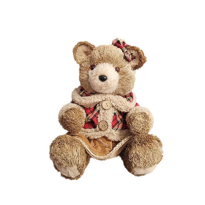 Ursa Sentada Natural 25x25x30cm Bc1837 Tok Da Casa