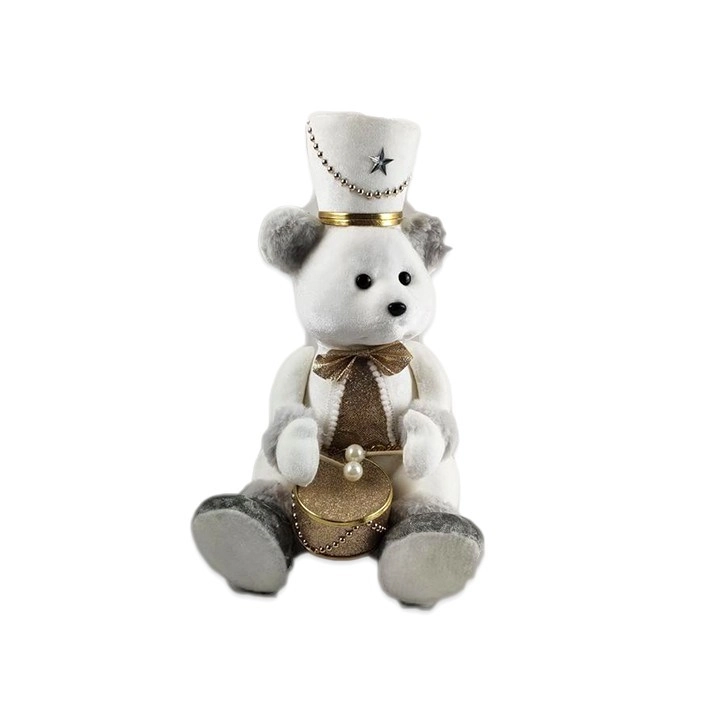 Urso Sentado Tambor Br Do 20x16x32cm Bt2730 Tok Da Casa