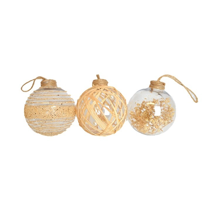 Bola Natal Translucida Natural 10cm 3un Bd2991 Tok Da Casa