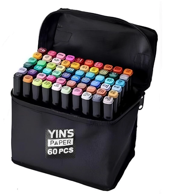 Marcador Artistico Twin Marker 60 Cores Ponta Dupla Yins Paper