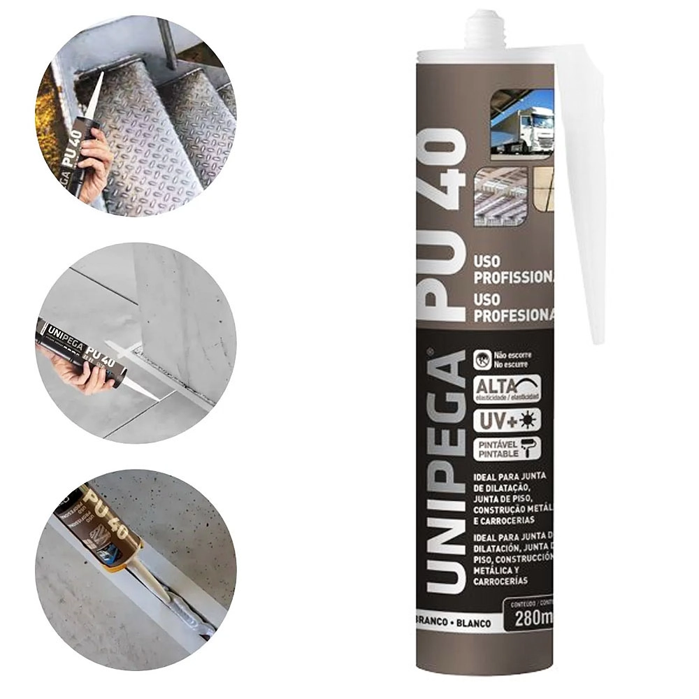 Kit 2 Adesivo Selante Pu 40 400g/280ml Unipega Branco
