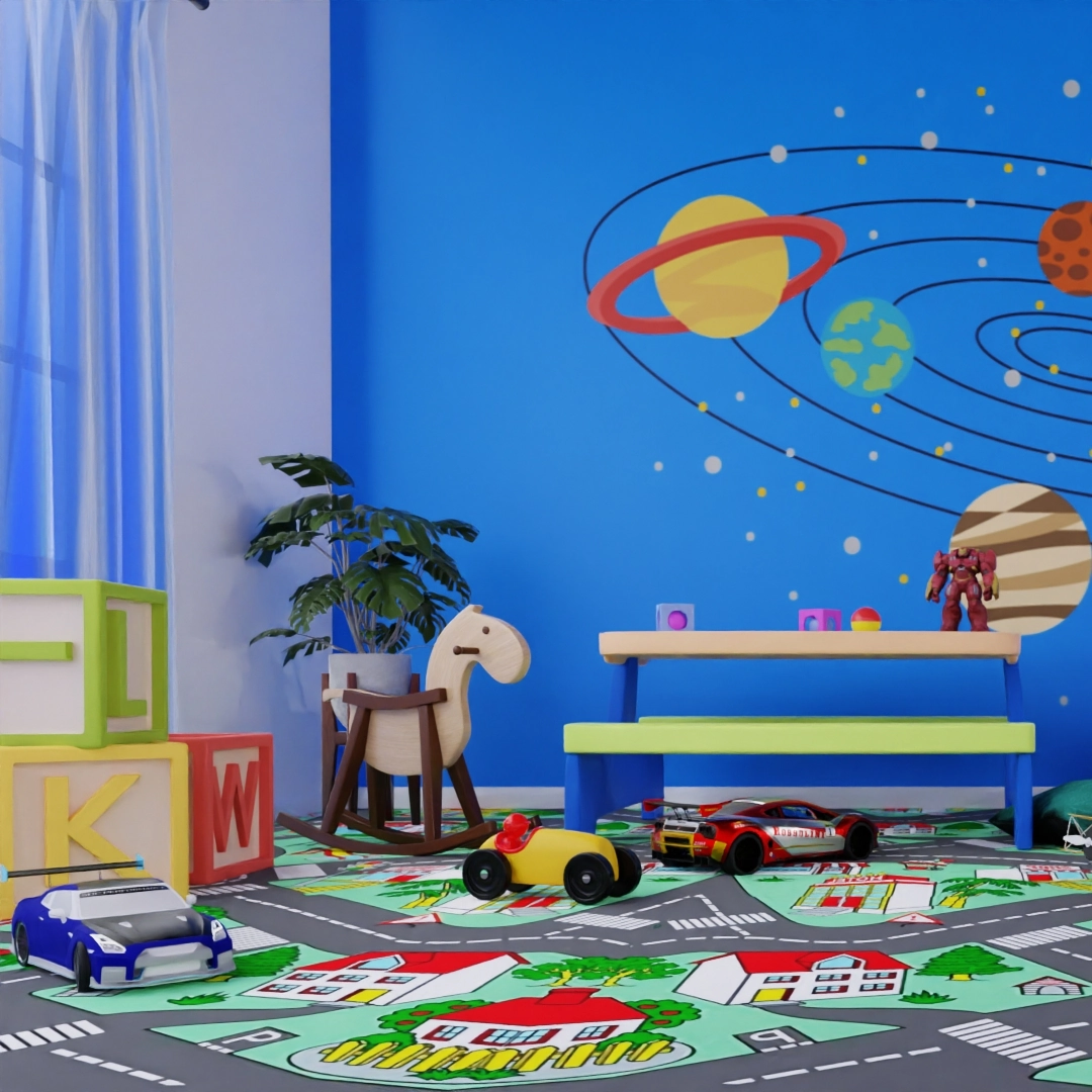 Manta Vinílica 2,5mm Antiderrapante 10m² Ambiente Infantil Briquedoteca Quarto Espaço Kids Semi-brilhoso Autopista