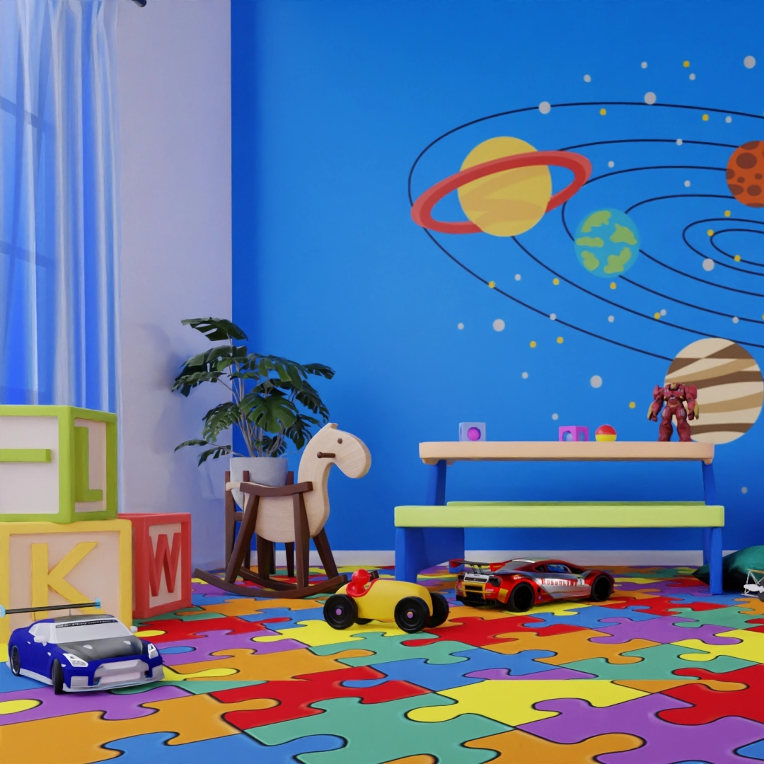 Manta Vinílica 2,5mm Antiderrapante 48m² Ambiente Infantil Briquedoteca Quarto Espaço Kids Semi-brilhoso Quebra-cabeça