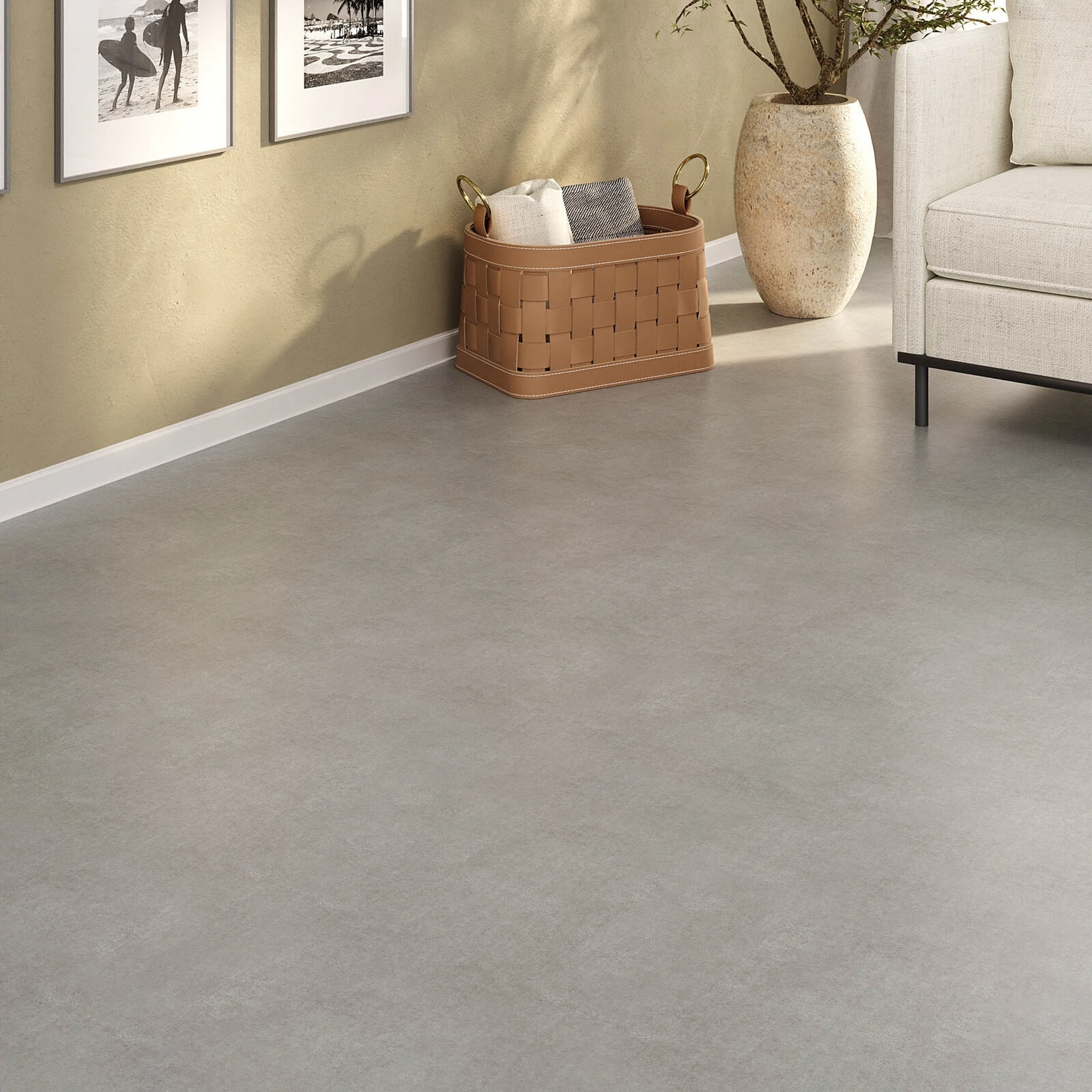 Manta Vinílica 0,7mm Antiderrapante 10m² Sala Quarto Resistente Liso Fosco Cinza