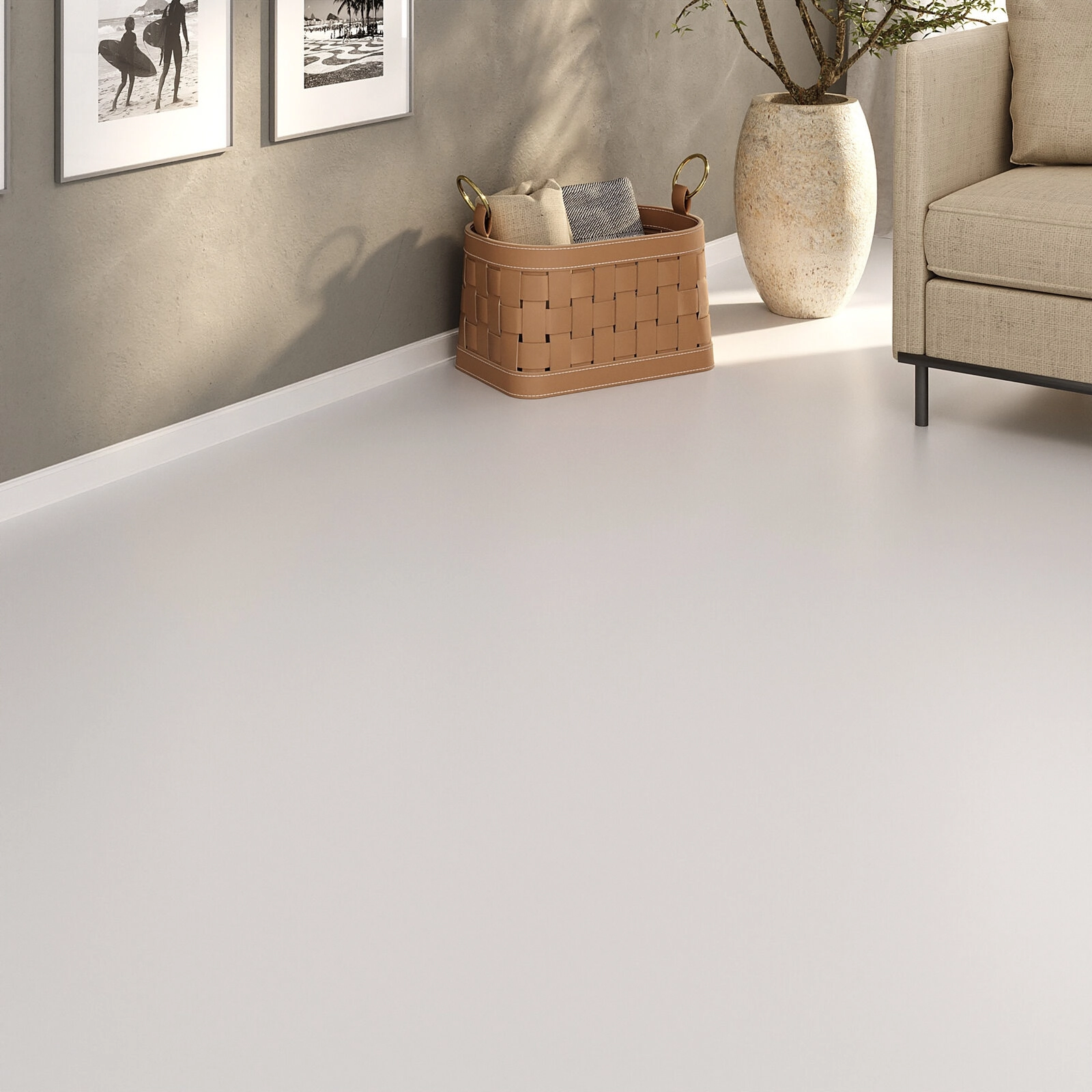 Manta Vinílica 0,7mm Antiderrapante 12m² Sala Quarto Resistente Liso Fosco Branco
