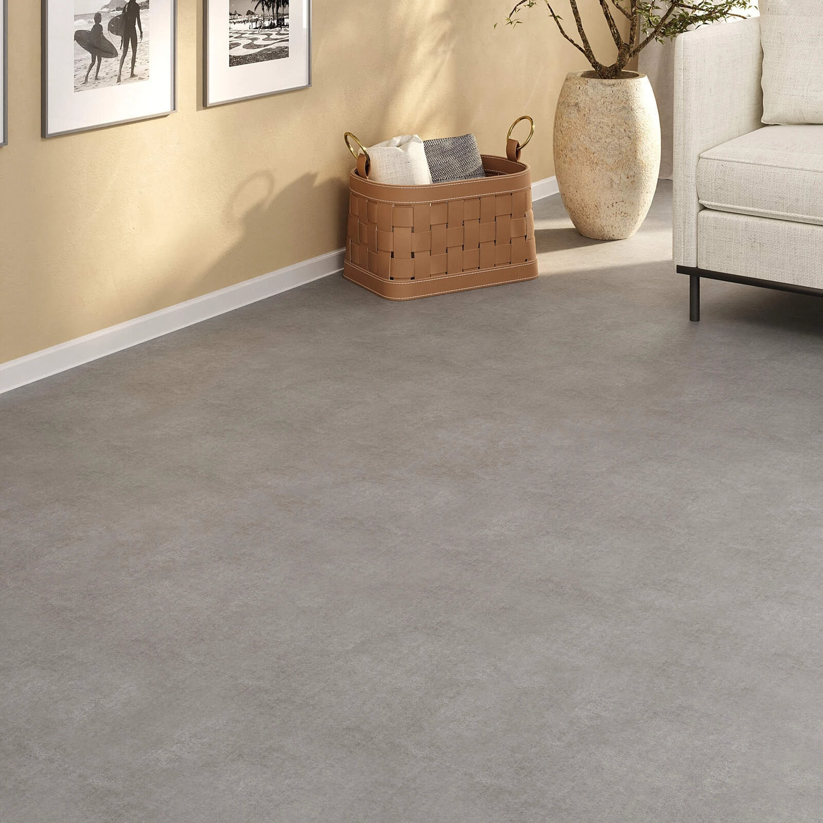Piso Vinílico Em Manta Pvc 0,7mm Antiderrapante 10m² Liso Fosco Cimento-rústico