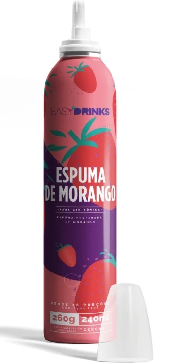 Preparado Espuma Para Gin Tônica Morango Easy Drinks Frasco 240ml Spray