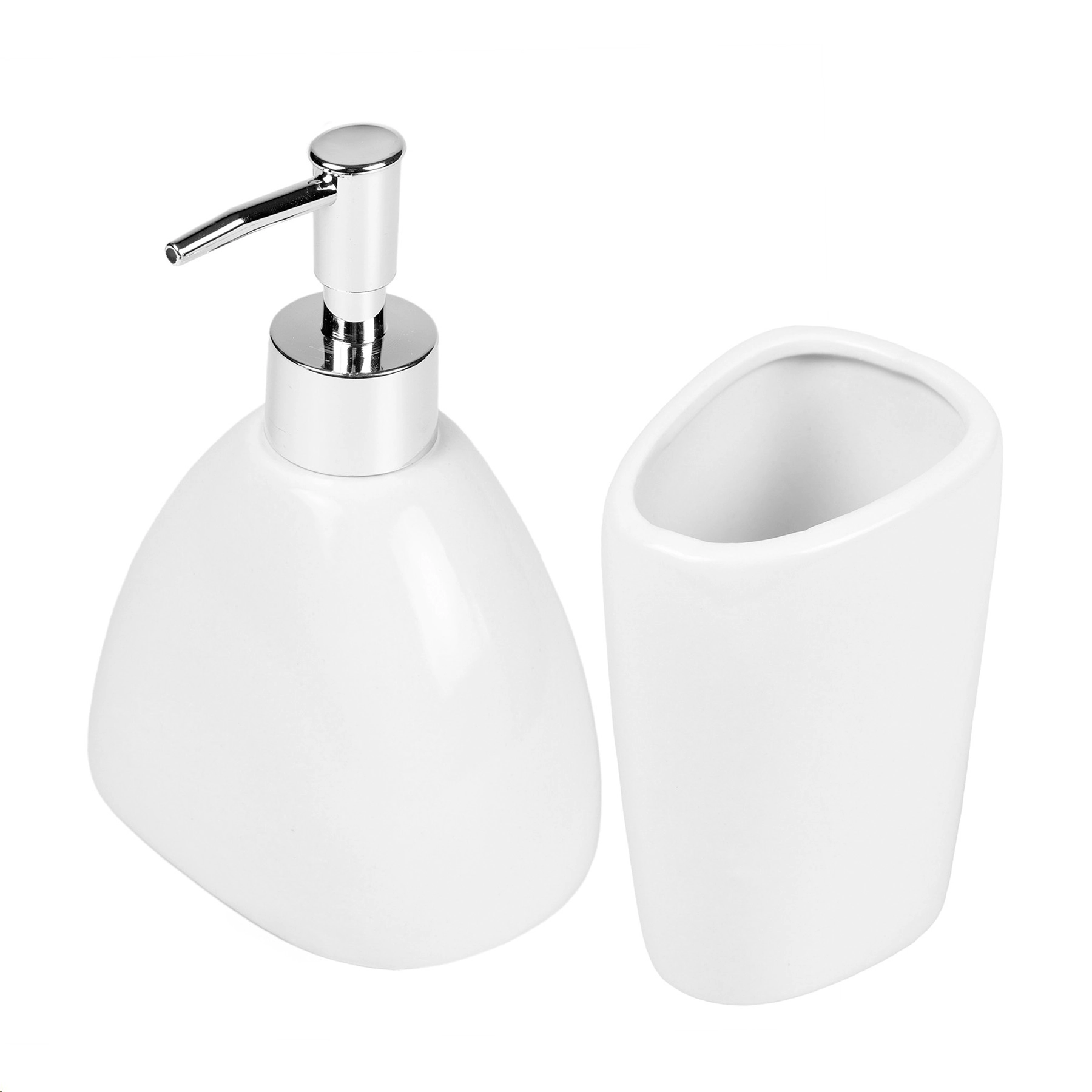 Kit Acessórios de Bancada para Banheiro 2 Peças Cerâmica Branco Mix Bianchini