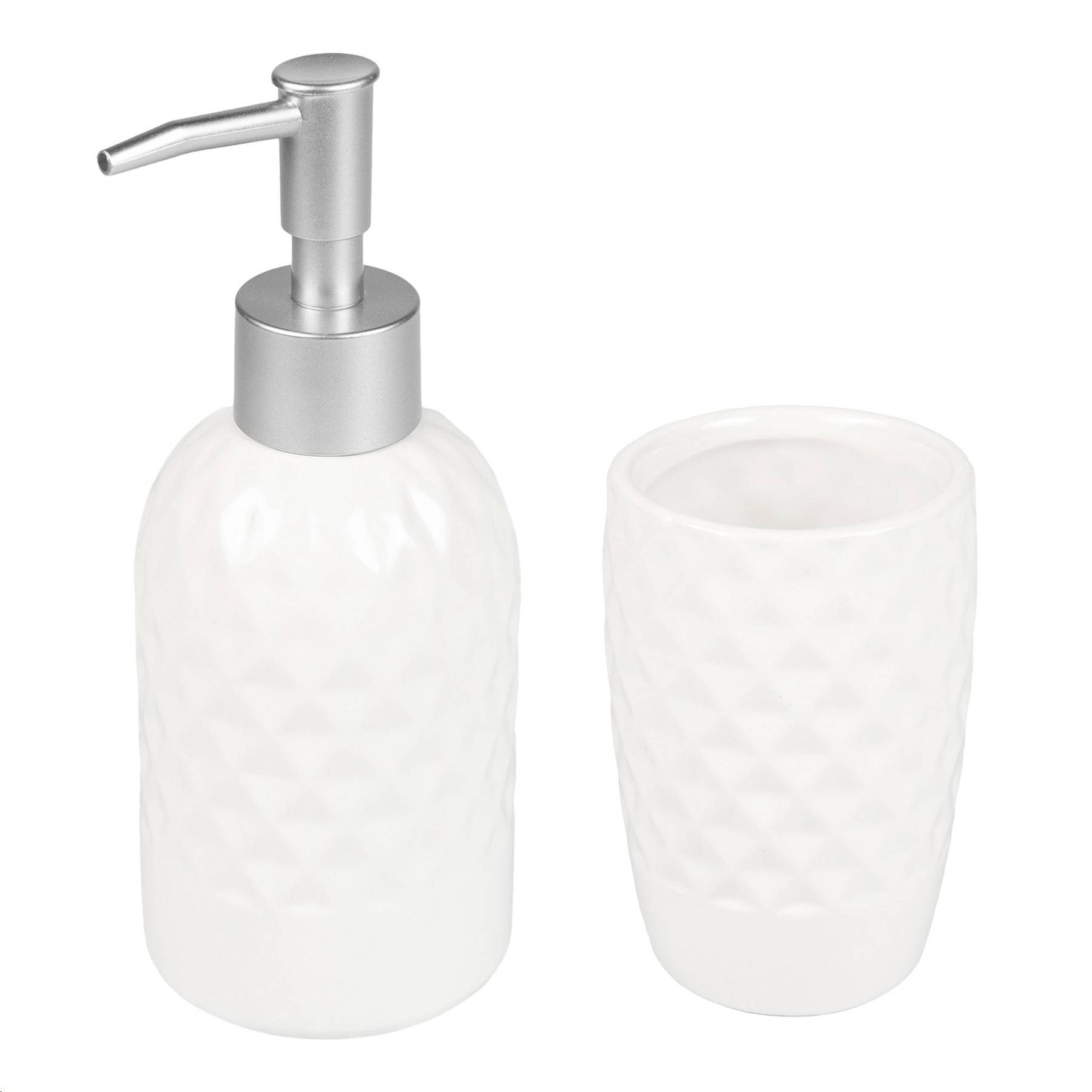 Kit Acessórios de Bancada para Banheiro 2 Peças Cerâmica Branco Colmeia Mix Bianchini