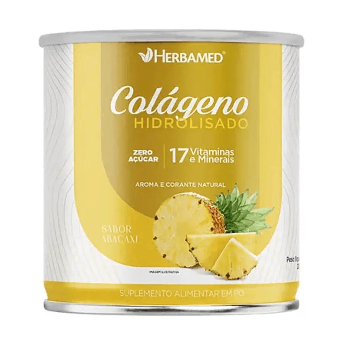 Colágeno Hidrolisado + Vitaminas e Minerais 200g Abacaxi - Herbamed